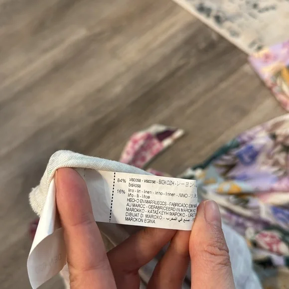 Zara Floral Parrot Button Up Belted Mini Linen Dress XS blogger fav - Picture 12 of 12